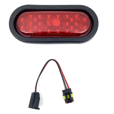 Truck-Lite Led, Red, Oval, 26 Diode, Stop/Turn/Tail, Black Grommet Mount Forget S.S., Straight Pl-3 60050R3